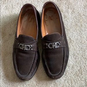 Men’s Ferragamo brown suede loafers